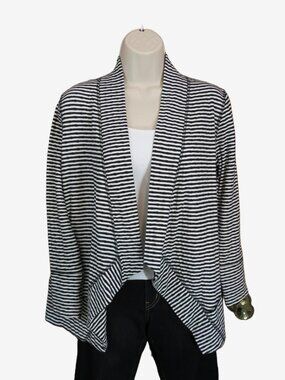 Chico's Zenergy Black & White Stripe Cardigan Knit Size 0P